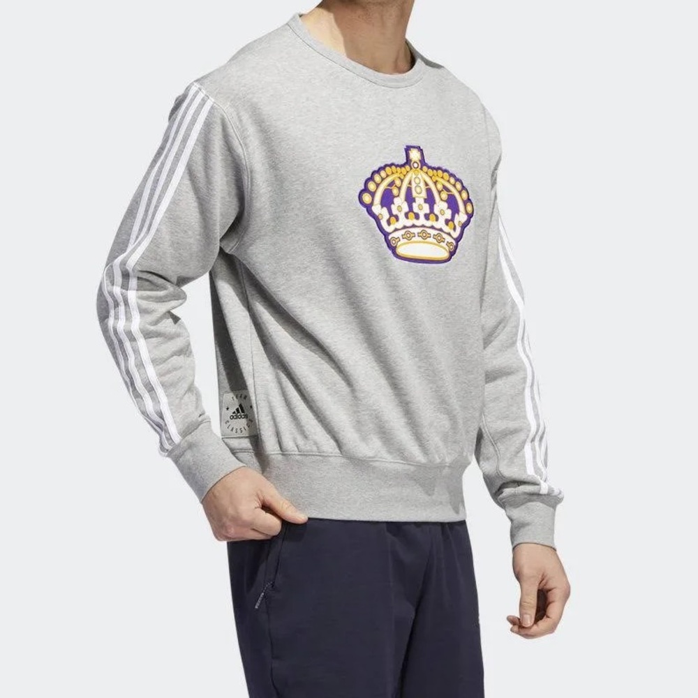 🖤 adidas Men's Gray Los Angeles Kings Team Classics Vintage Pullover Sweatshirt